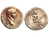 Denarius of Tiberius Caesar. Tiberius (42 B.C. - A.D. 37) became Roman Emperor in A.D. 14. This would have been the picture on the coin shown to Jesus, when he asked `Whose portrait is this?` (Matt.22.15)